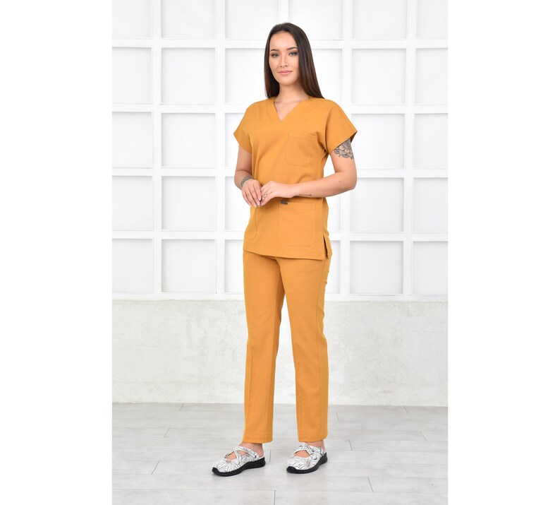 Add Your Own Text Embroidery to Scrub Uniforms, Santana Mustard ...