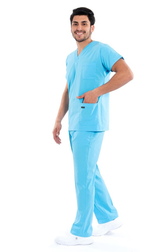 Men's Turquoise Scrub Set Easy Care 