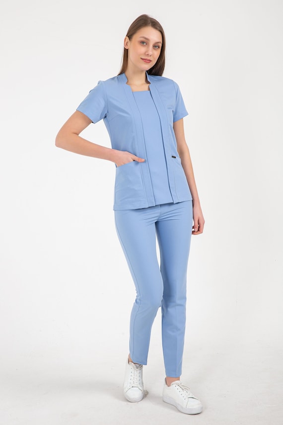 Blive ved dårligt Rund Baby Blue Scrub Setnurse Scrub Scrub Tops Scrub Set - Etsy