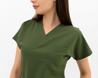 Henna Green Nurse Scrub Set - Custom Nurse Uniform Dress - Medical Scrub Set for Women - Light Green Nurse Uniform