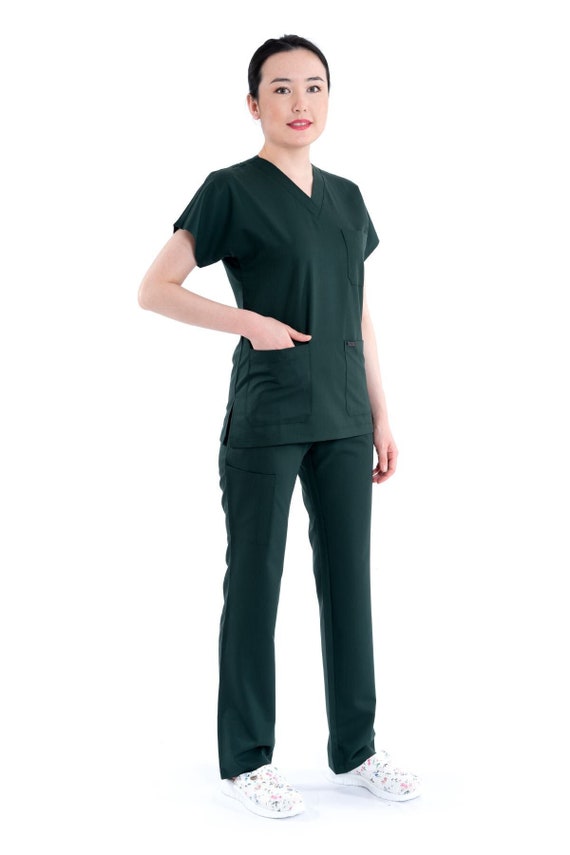 Soft Emerald Green Nurse Scrub Set Nurse Uniform Custom Scrub Nurse Uniform Dress Medical Scrub for Woman Light Scrub Set BT1019LV Etsy