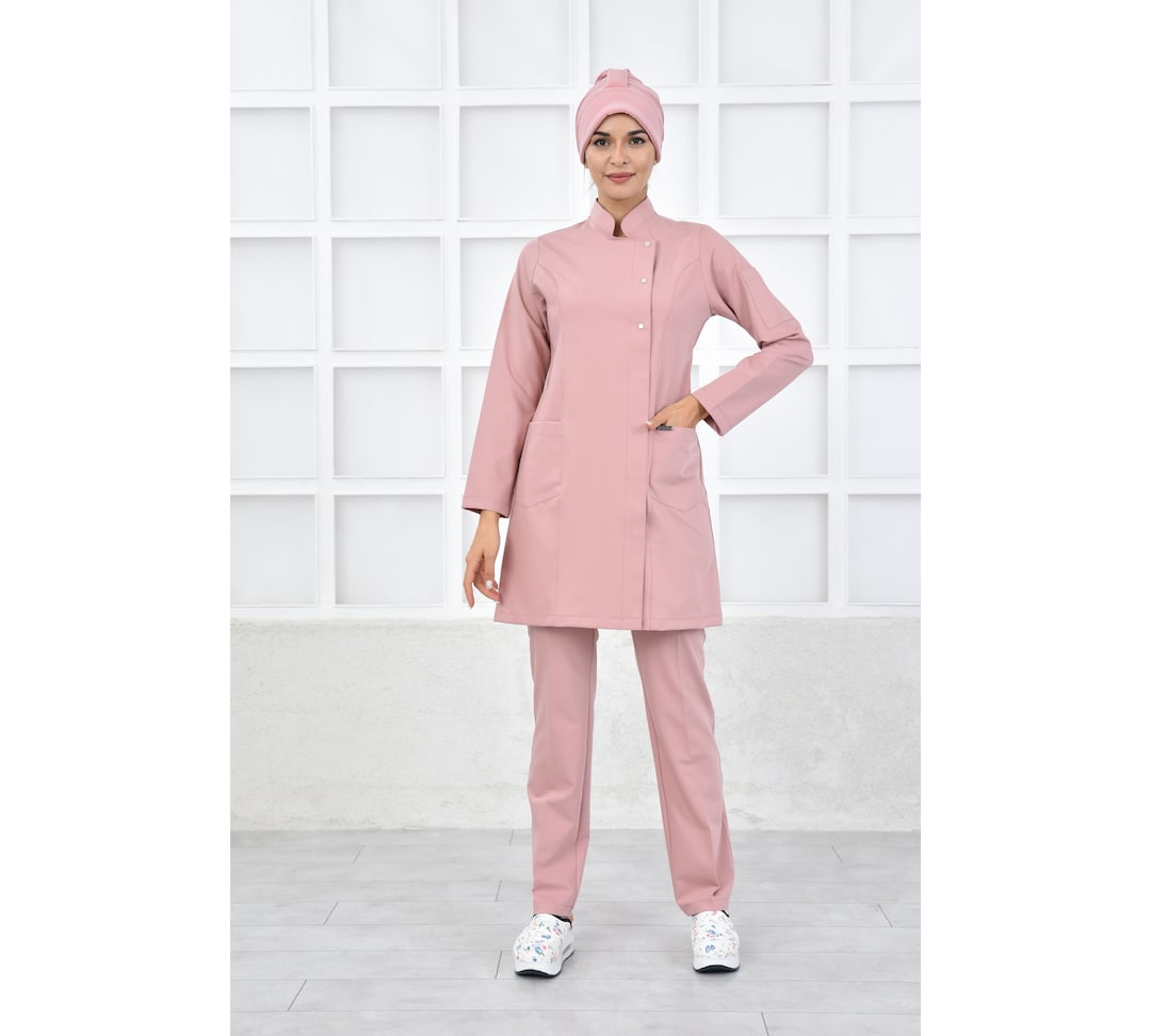 Muslim Scrubs Uniform, Light Lylac Nurse Uniform, Dentist Doctor Medical Healtcare Uniform, 4