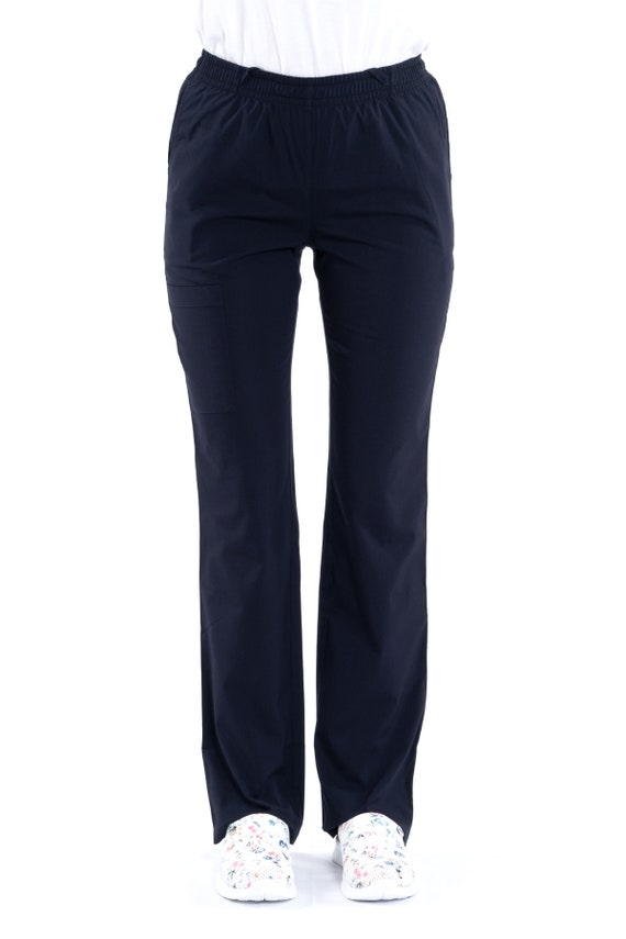 Women's Navy Blue Nurse Pants, Scrub Bottoms, Spa Cargo Pants