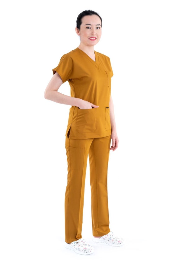 Soft Mustard Color Nurse Scrub Set, Nurse Uniform, Custom Scrub, Nurse  Uniform Dress, Medical Scrub for Woman, Light Scrub Set, BT1015LV -   Canada
