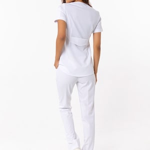 Comfortable White Scrub Set Nurse Uniform Elasticated Doctor - Etsy