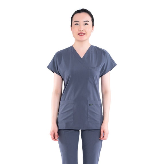 Comfortable Dark Burgundy Scrub Set, Nurse Uniform, Elasticated
