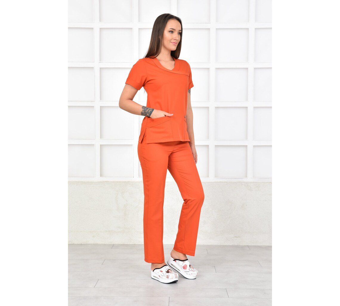 Dark Orange Scrub Uniform with PersonalizationAdd Your Own Etsy