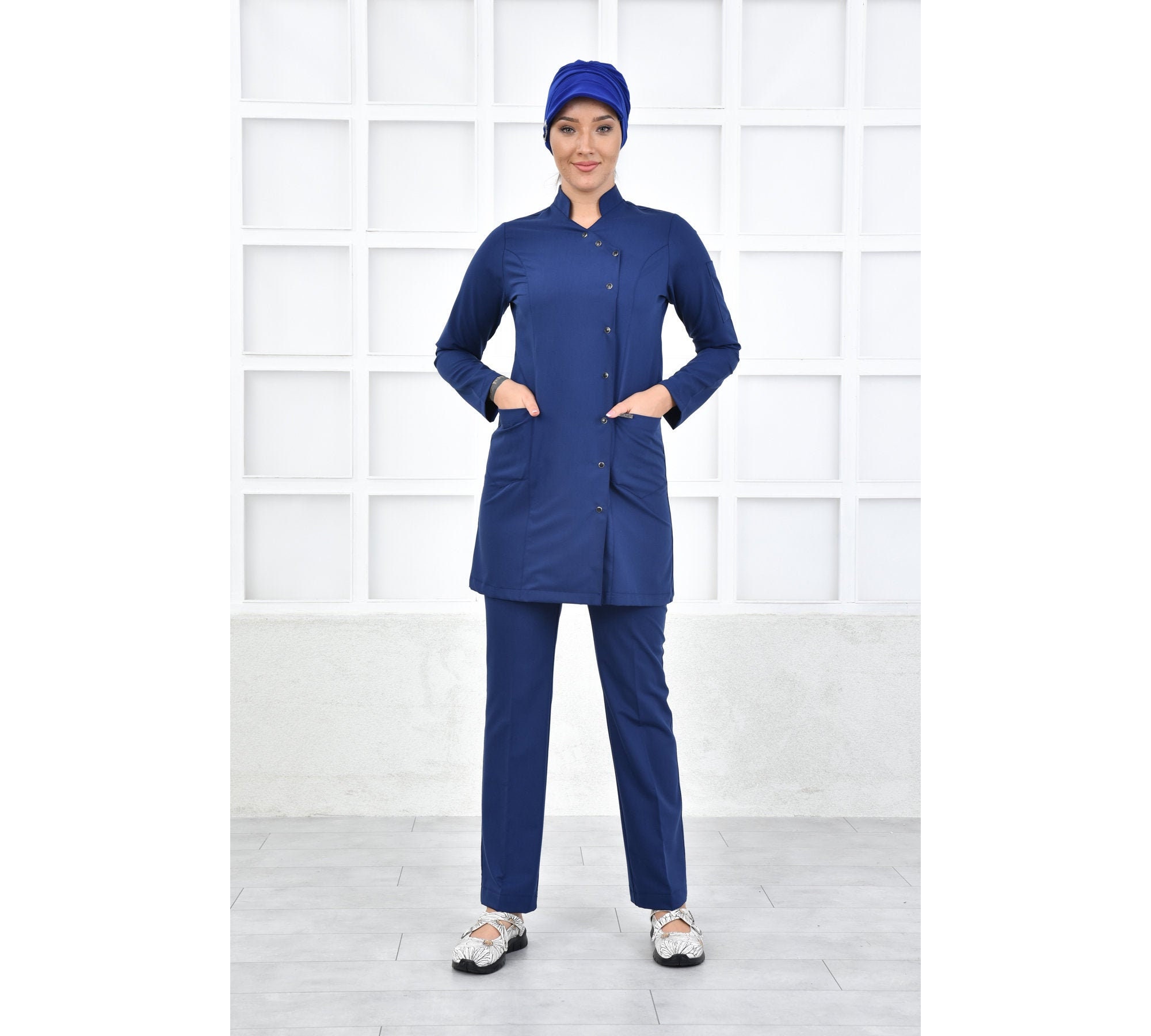 Muslim Scrubs Uniform Parliament Blue Nurse Uniform Dentist Etsy UK