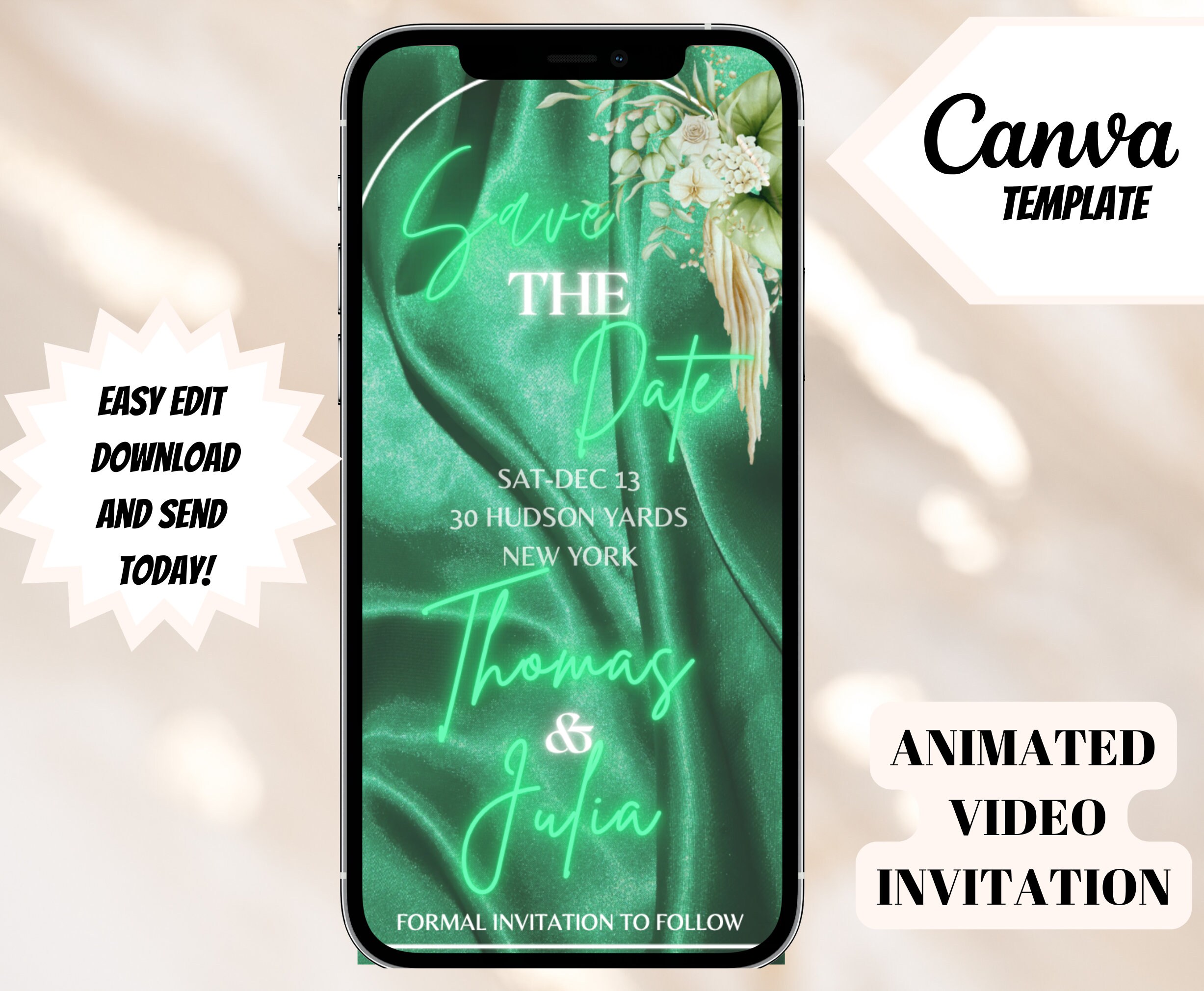 Electronic Save the Date Template, Editable Save the Date Template ...
