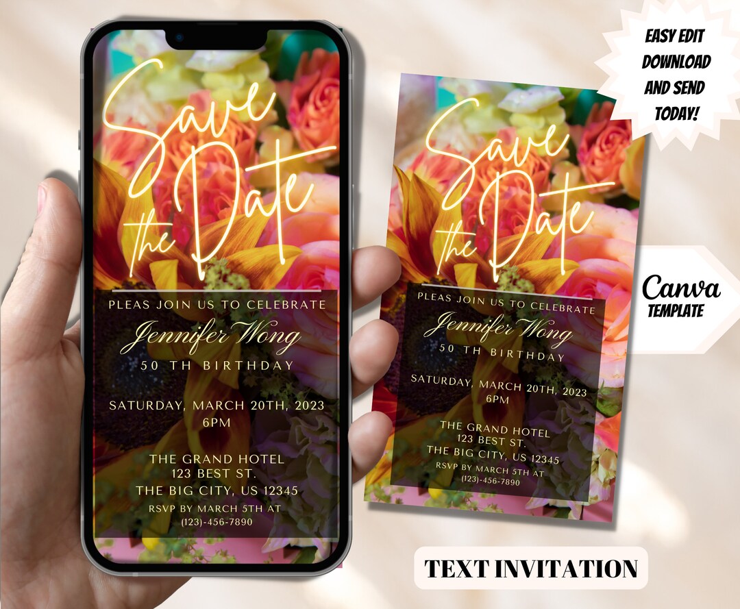Digital Girasol and Roses Floral Birthday Invitation, Roses Floral ...