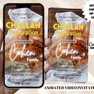 Challah invitation- digital video invitation- electronic invitation- Digital challah celebration - Text e-vite Digital Template