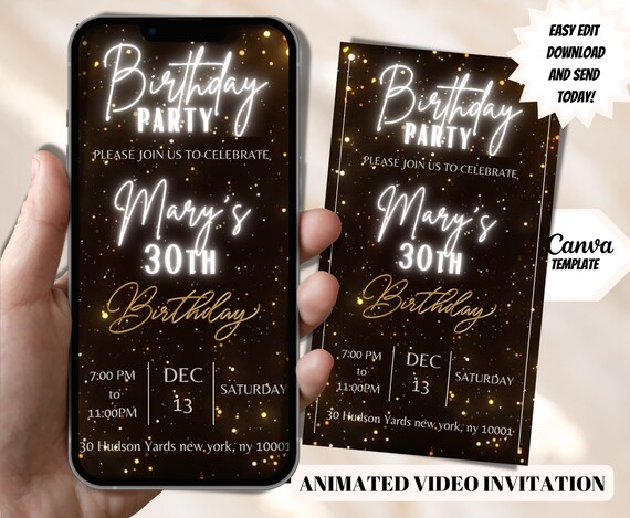 Electronic Birthday Party Invitations Editable Birthday Invitation