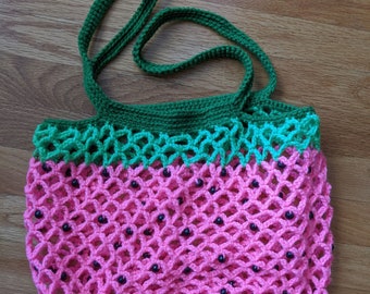 Watermelon Bag - Crochet Market Bag - Reusable Produce Bag