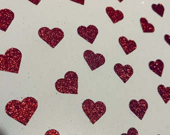 Red Glitter Heart Confetti 100 Pieces