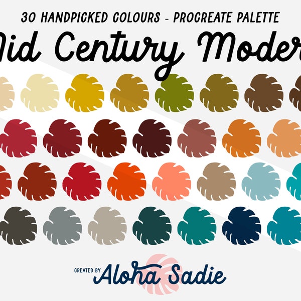 Procreate Colour Palette - Mid Century Modern - iPad Art, Lettering, Calligraphy, Illustration