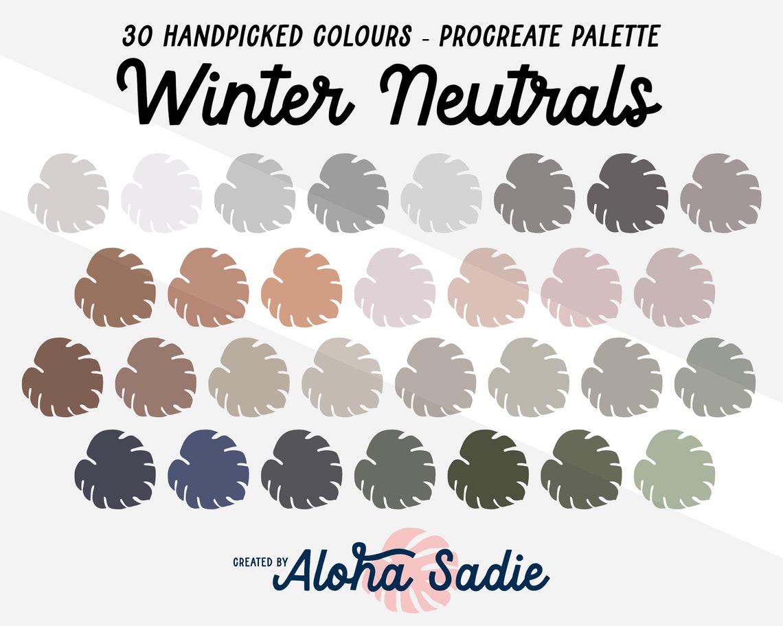Procreate Colour Palette Winter Neutrals For Ipad Art Lettering