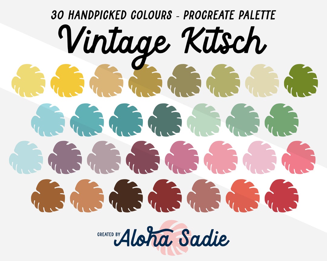 Procreate Colour Palette Vintage Kitsch for iPad Art, Lettering