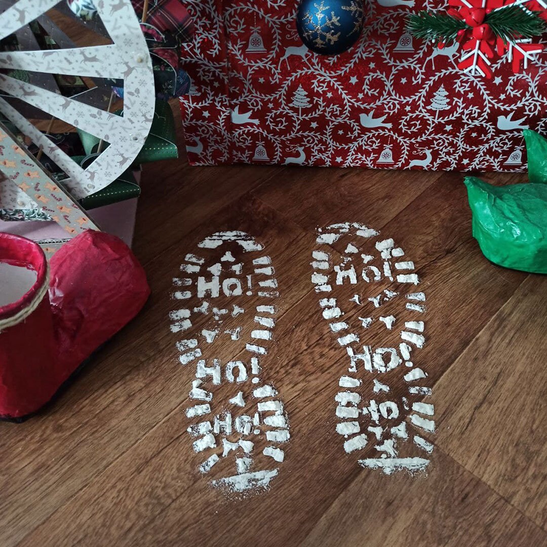 Pochoir - Traces de Pas Du Père Noël Empreintes Père Noël