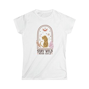 Stay Wild Moon Kind Celestial Cheetah Hobo Design Damen Softstyle Kurzarm T-Shirt