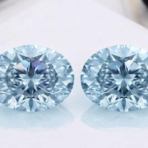 Ice Blue Moissanite Oval Cut Pair, 14x10mm 12 Carat VVS1 Lab Grown Diamond Loose Gems for Elegant Drop Earrings, Fine Jewelry Craft Supply