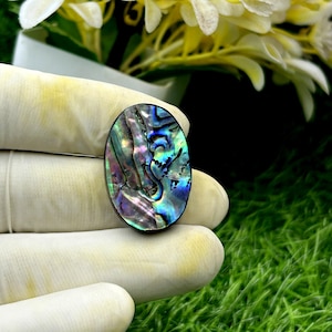 Cabochão de concha de abalone – lindo jogo de cores, perfeito | Perfeito para joias personalizadas, presente de pedras preciosas soltas para mulheres