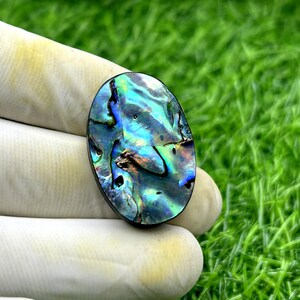 Cabochão de concha de abalone – lindo jogo de cores, perfeito | Perfeito para joias personalizadas, presente de pedras preciosas soltas para mulheres