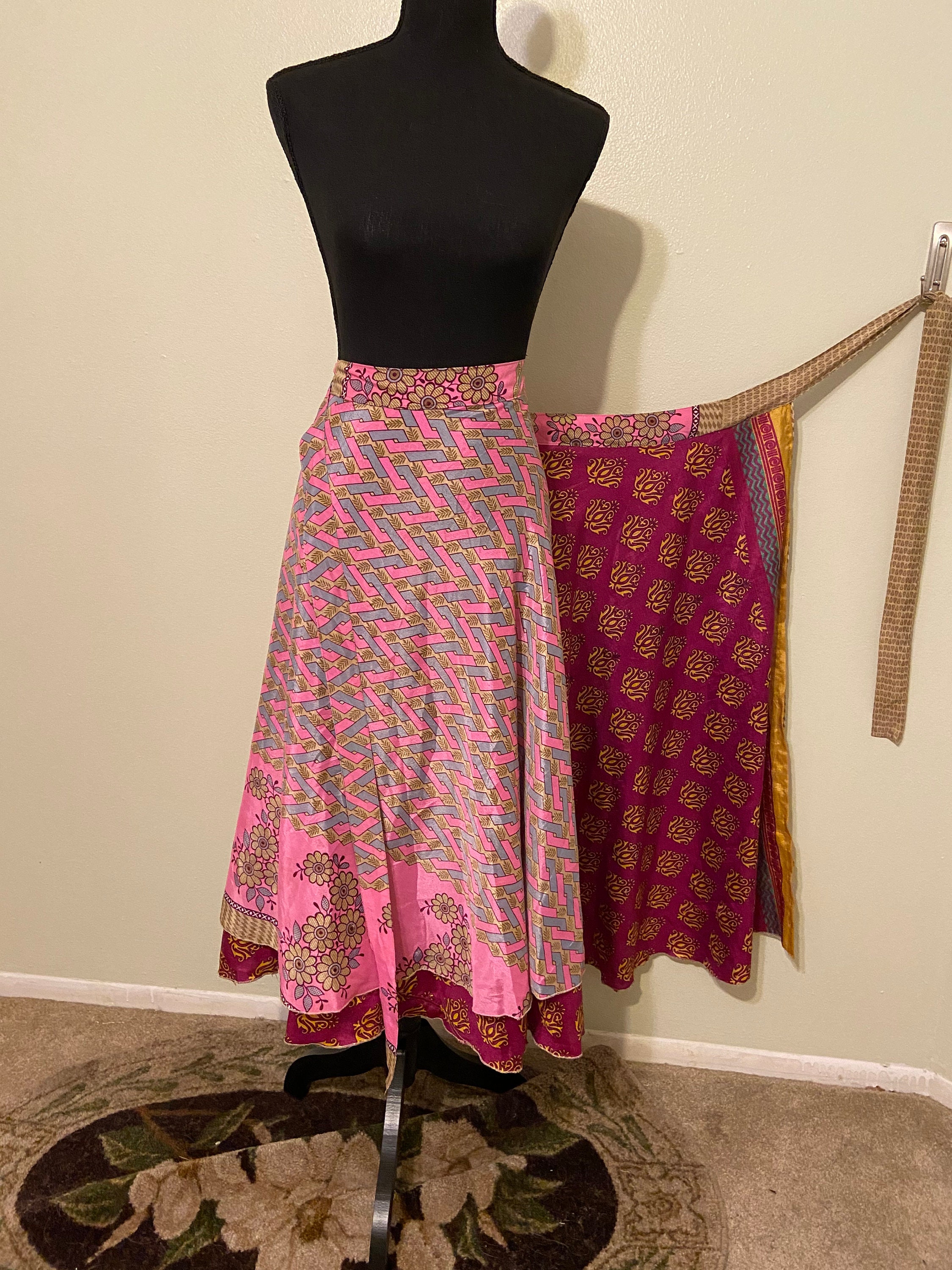 Upcycled Sari Wrap Skirt | Etsy