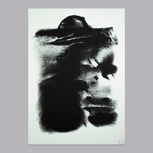 Spreadsheet 126_127 | silkscreen print | poetry poster | charcoal drawing print | 50 × 70 cm