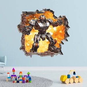 Robot Wall Sticker, Machine Wall Decal, Peel and Stick, Wall Tattoo, Decor, Wall Art 001