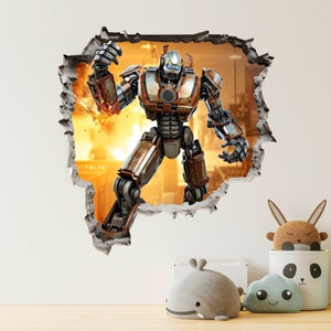 Robot Wall Sticker, Machine Wall Decal, Peel and Stick, Wall Tattoo, Decor, Wall Art 002