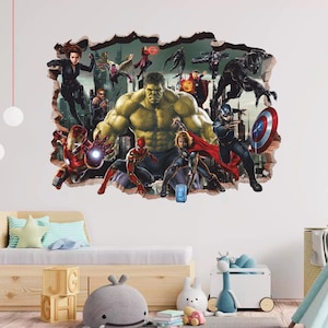 Superheroes Wall Sticker, Wall Decal, Peel and Stick, Wall Tattoo, Decor, Wall Art 02