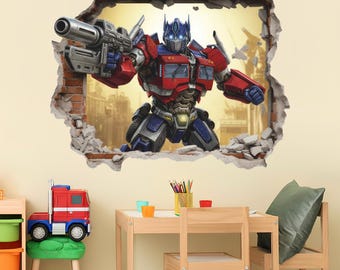 Transformer Wall Sticker, Machine Wall Decal, Peel and Stick, Robot Wall Tattoo, Decor, Wall Art 006