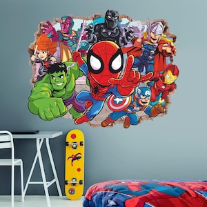 Superheroes Wall Sticker, Wall Decal, Peel and Stick, Wall Tattoo, Decor, Wall Art 01