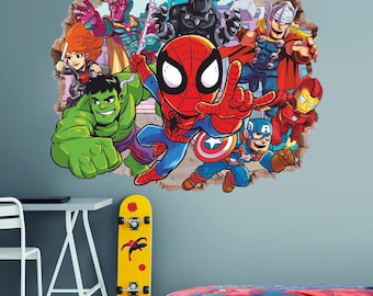 Superheroes Wall Sticker, Wall Decal, Peel and Stick, Wall Tattoo, Decor, Wall Art 01