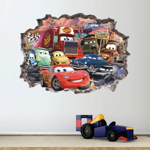 Cartoon Wall Sticker, Race Wall Decal, Peel and Stick, Car, Road, Wall Tattoo, Decor, Wall Art