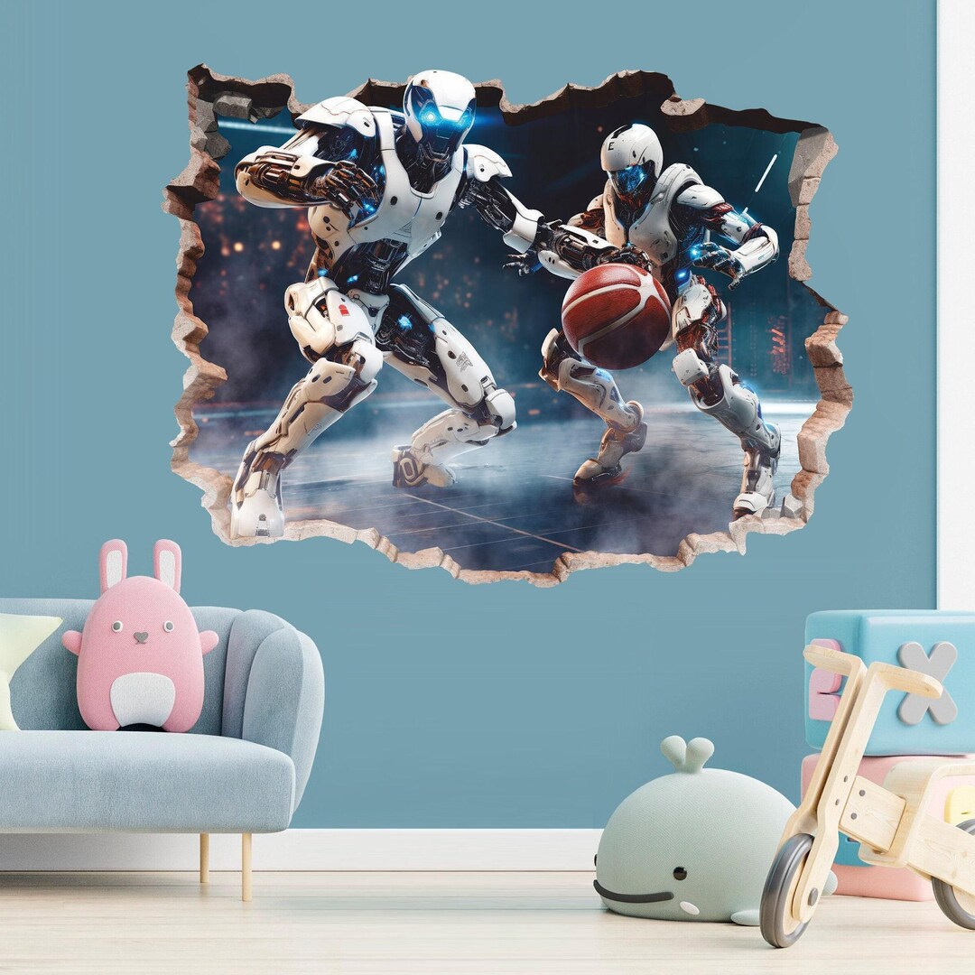Wall Sticker Machine Robots Wall Sticker, Machines Wall Decal, Peel and Stick, Robots ...
