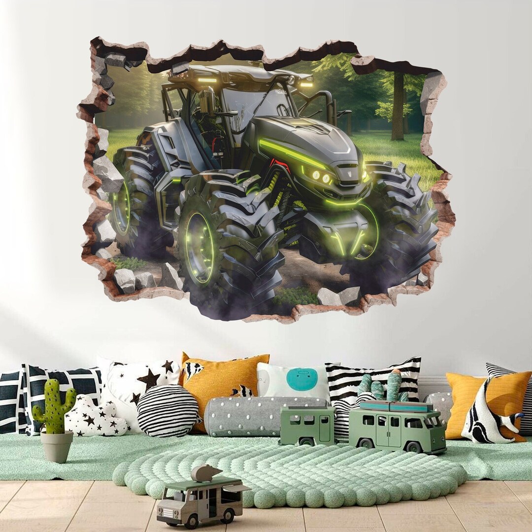 Tractor Wall Sticker, Agricultural Machinery Wall Decal, Transport ...
