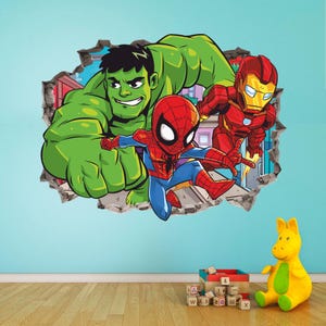Superheroes Wall Sticker, Wall Decal, Peel and Stick, Wall Tattoo, Decor, Wall Art 02