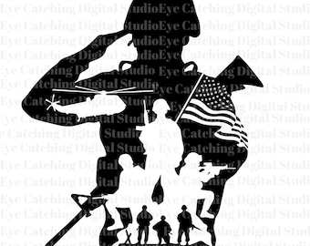 US Soldier SVG, Veteran Soldier svg, American Troops svg, Army svg, Military svg, USA Flag svg, Cut Files, Cricut, Silhouette, Png, Eps, Dxf
