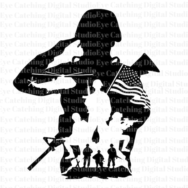 US Soldier SVG, Veteran Soldier svg, American Troops svg, Army svg, Military svg, USA Flag svg, Cut Files, Cricut, Silhouette, Png, Eps, Dxf