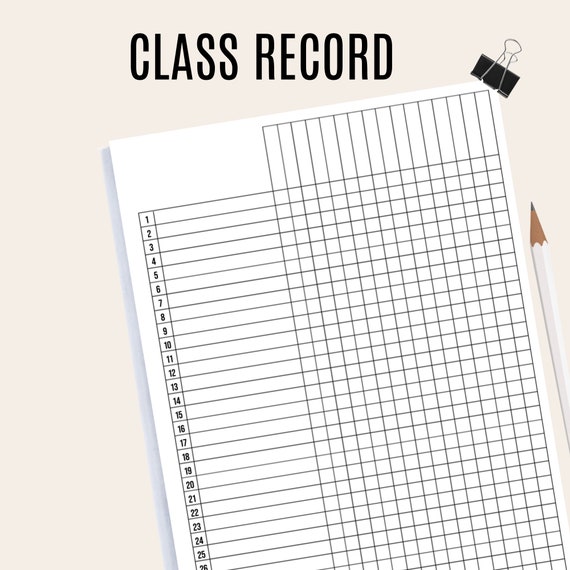 Class Record Printable Templates A4 A5 Letter Size PDF Files - Etsy