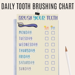 Montessori Printable Teeth Brushing Tracker | Printable for Kids Tooth Brushing Chart | Weekly Brushing Checklist | Printable Dental Care