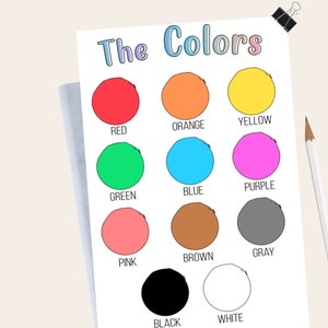 Carteles de aprendizaje educativo para niños - Los colores Montessori Imprimible A4, A5, tamaños de carta de EE. UU. - Archivos PDF