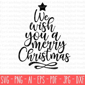 Wij wensen u een vrolijk kerstfeest SVG | Kerstboom SVG | Bestand knippen voor Cricut | Commercieel gebruik | Silhouet DXF-bestand | kerst decoratie
