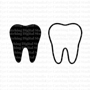 Dent svg | Fichier de coupe dentaire de dents | Téléchargement numérique pour Cricut, Silhouette, Glowforge | svg png dxf |