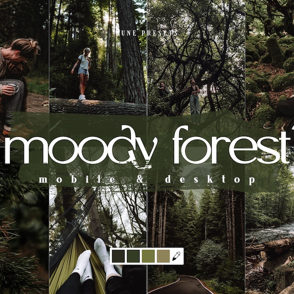 15 Moody Forest Mobile & Desktop Lightroom Preset, Moody Dark Green Presets, Erdtöne, Moody Preset für Instagram Influencer und Blogger