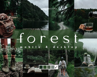 10 Forest Mobile & Desktop Lightroom Presets, Moody Dark Green Presets, Moody Earthy Tones for Instagram Influencer and Blogger