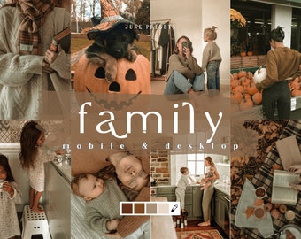 10 Family Mobile & Desktop Lightroom Presets, Moody Soft Brown Presets, Aesthetic Presets for Instagram Influencer and Blogger