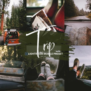 以下が含まれることがあります： ロードトリップを描いた画像のコラージュ。画像には、木々に囲まれた道を走るビンテージバン、ダッシュボードに広げられた地図、車の窓から突き出た人の足、そして車の窓から見た山脈の景色が含まれています。