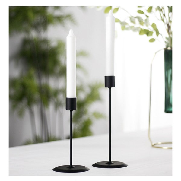 Black modern candlestick holders, set of two Home decor, dining, wedding